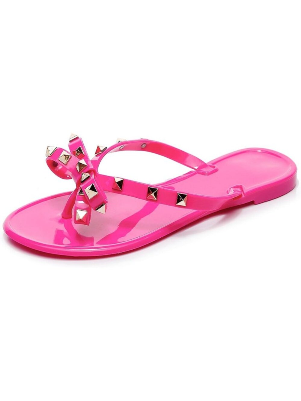Stylish Studded Jelly Flip Flops for Women - Black Summer Beach Sandals, Slip-On
